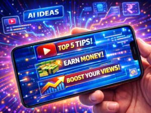AI tools se YouTube thumbnail ke liye creative ideas generate karne ka concept mobile par
