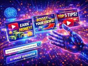 AI image generator se YouTube thumbnail ke liye creative graphics banane ka concept