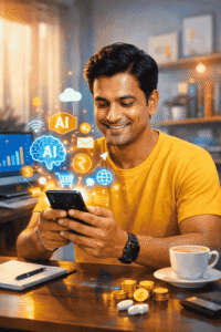 Mobile Se AI Ka Use Karke Paise Kaise Kamaye (2026 Guide) Mobile se AI tools ka use karke online paise kamane ka concept