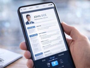 AI Se Resume Banakar Paise Kaise Kamaye Canva app ki madad se mobile par professional resume design karne ka concept